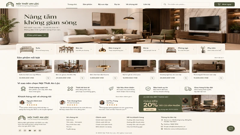 Concept giao diện web ngành Nội thất