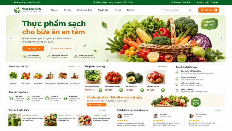 Concept giao diện web ngành Nông sản