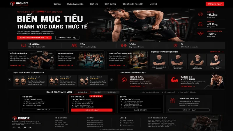 Concept giao diện web ngành Thể thao